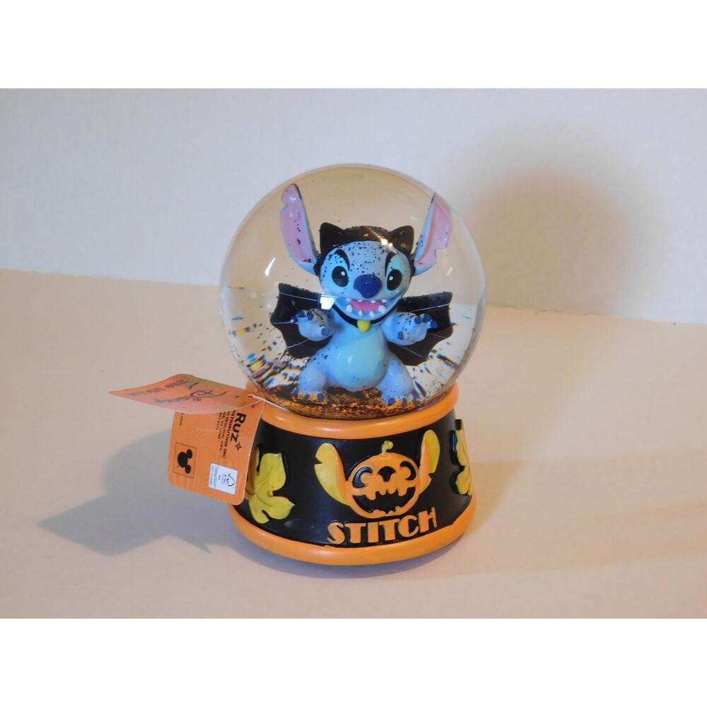 NEW Disney Stitch Vampire Halloween Trick Or Treat Music Water Snow Globe 120mm